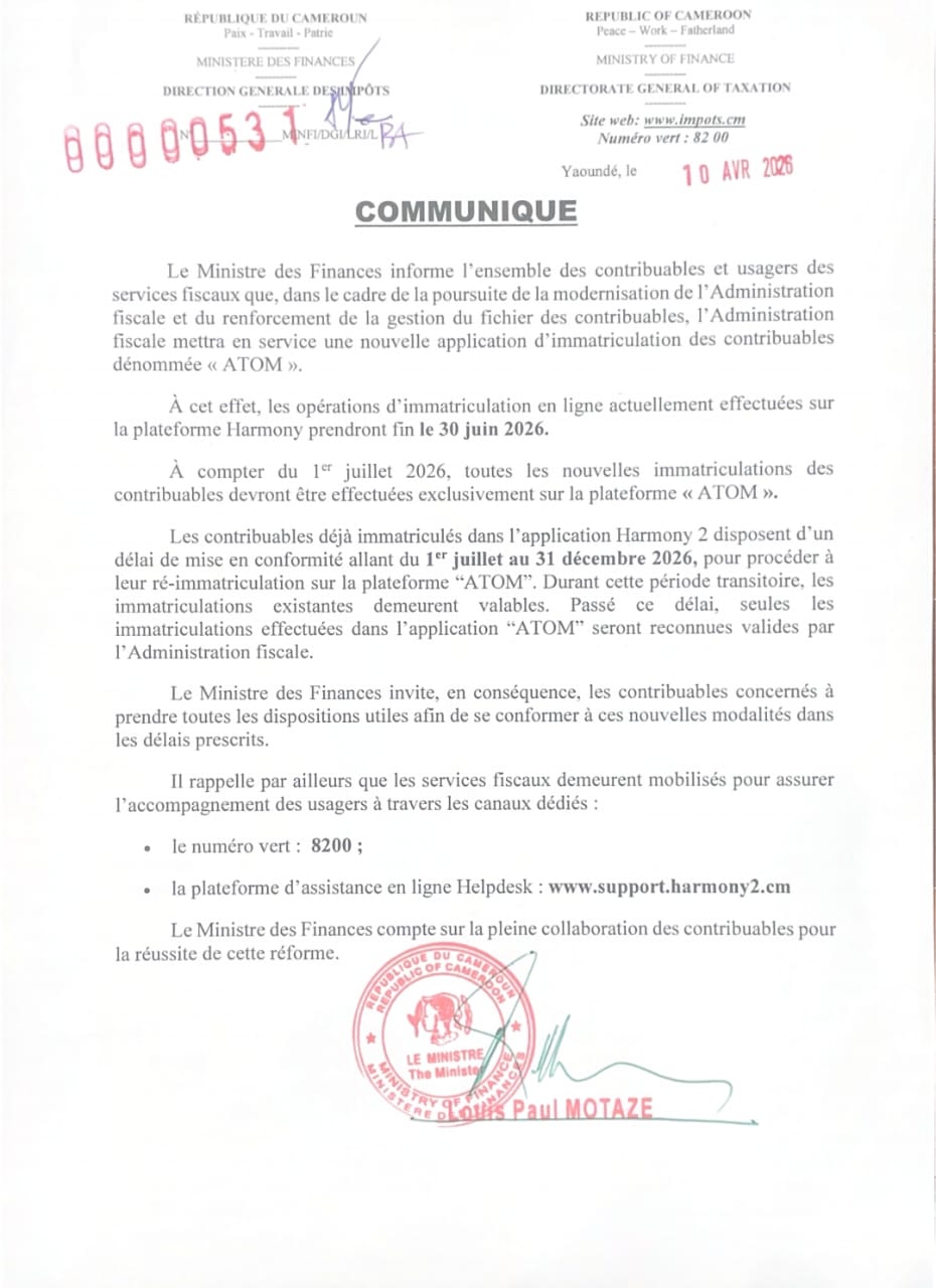 MODERNISATION DU FICHIER DES CONTRIBUABLES : L&rsquo;ADMINISTRATION FISCALE LANCE LA PLATEFORME « ATOM »