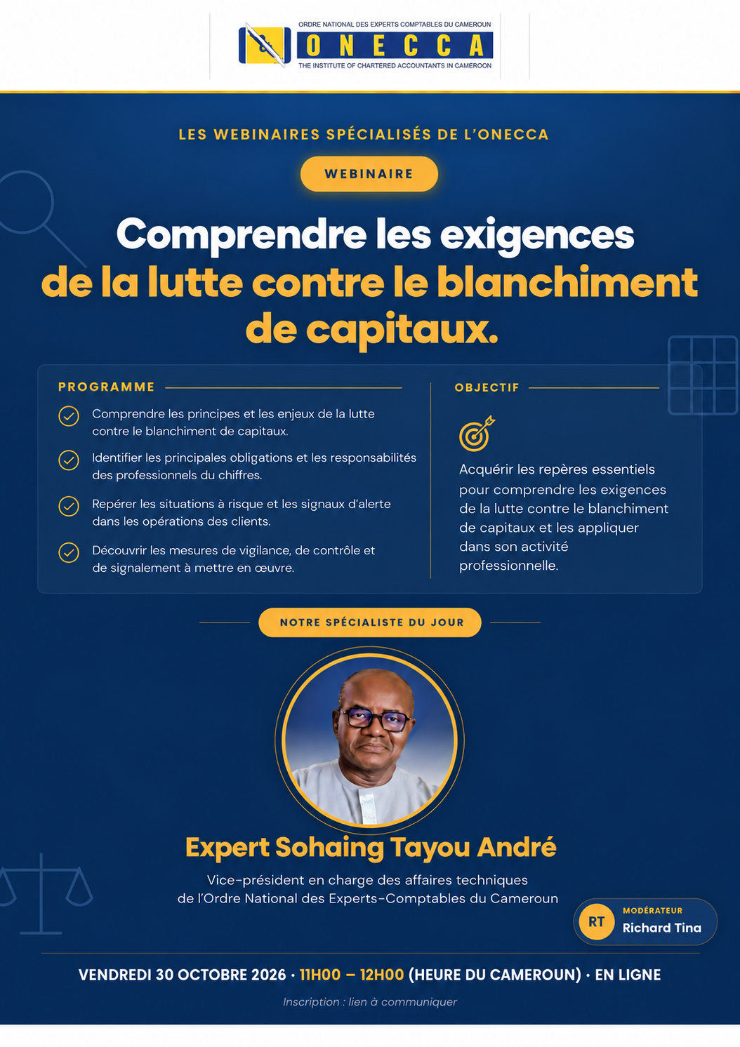 Webinaire ONECCA : Comprendre les exigences de la lutte contre le blanchiment de capitaux || ONECCA Webinar: Understanding Anti-Money Laundering Requirements