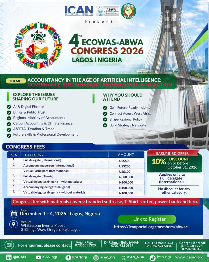 4th ECOWAS-ABWA Congress 2026 in Lagos: ONECCA invites you to participate || 4e Congrès CEDEAO-ABWA 2026 à Lagos : L’ONECCA vous invite à y participer